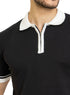 Black F - Zipper Polo Neck Pullover - Khotwh
